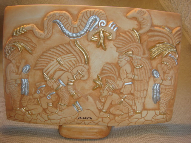 Placa prehispánica grande, artesanía y souvenir mexicana en cerámica modelo PP002